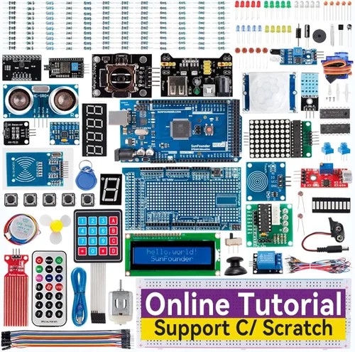 SunFounder Proyecto El Kit de Inicio de Electrónica Más Completo Compatible con Arduino Mega 2560 R3 Mega328 Nano, Incluye 73 Tutoriales