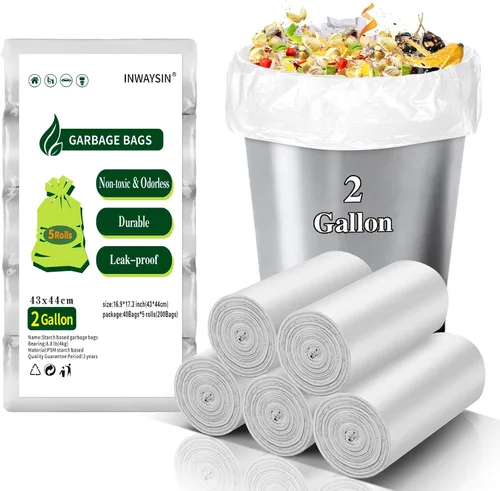 Miniatura 11 de Inwaysin - Bolsas de basura de 13 galones de alto, bolsas de basura negras biodegradables, 75