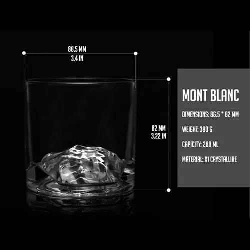 Miniatura 5 de LIITON Mont Blanc - Juego de regalo de 2 vasos de whisky de cristal pesado, vaso de bourbon grueso congelable de 1 libra cada uno, regalos de whisky