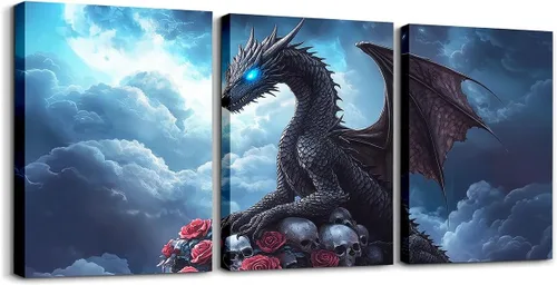 Miniatura 12 de Castle Fairy Magical Mysterious Style Canvas Wall Art Set of 3,Bookshelf Bookcase Wall Hangings for Living Room Bedroom,Modern Building Trees Paint