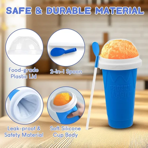 Miniatura 3 de FANS-ONE Taza de Granizado, Juego de 3 Tazas Mágicas Congeladas de Granizado, Taza Reutilizable para Hacer Granizado de Jugo, Helado, Leche, Yogur