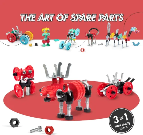 Miniatura 7 de The Off Bits - Juego de erectores: mini juguetes STEM de animales para niños de 6 años, juegos de construcción de juguetes con tuercas y tornillos