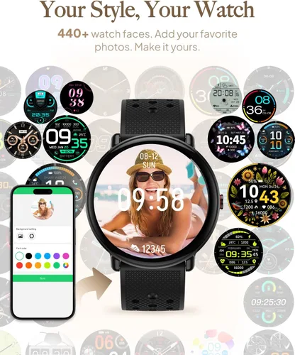Miniatura 5 de Reloj inteligente para mujeres y hombres, para Android iOS con monitor de sueño y calorías, podómetro, rastreador de fitness, llamada Bluetooth