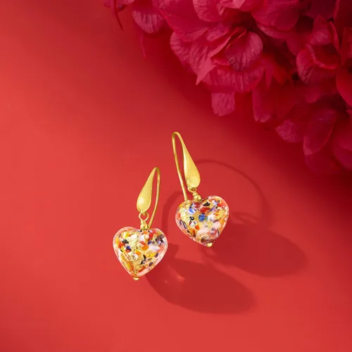 Miniatura 4 de Ross-Simons Pendientes de gota de cristal de Murano italiano en oro de 18 quilates sobre plata esterlina Plata de ley no conocido