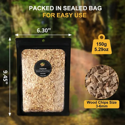 Miniatura 2 de Chips de madera para ahumar con sabores de nogal americano (hickory), chips de ahumador de cóctel para whisky, pistola de ahumar, 5.29 oz/bolsa