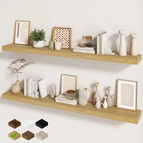 Miniatura 55 de Fun Memories Estantes flotantes para pared, estantes flotantes de 48 pulgadas de largo, juego de 1, estante colgante con soportes invisibles