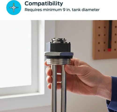 Miniatura 3 de Eastman Elemento calentador de agua eléctrico recto de 120 V x 1500 W de alta densidad, elemento de calentamiento de agua caliente con funda