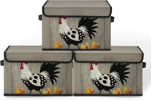 Miniatura 45 de Contenedores de almacenamiento apilables para ropa con tapas, organizadores de clóset con estampado de gatos de tela para el hogar y la oficina