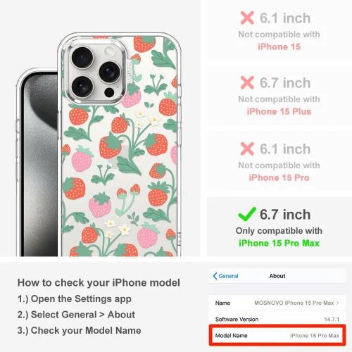 Miniatura 2 de MOSNOVO Funda para iPhone 15 Pro Max, [Protección contra caídas de grado militar Buffertech de 6.6 pies] [Tecnología antidespegado] Diseño de funda