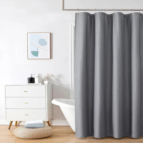 Miniatura 40 de OVZME Berry - Cortina de ducha extralarga verde de 96 pulgadas, cortina de baño de tela con textura en relieve 3D, cortina de baño grande para Verde