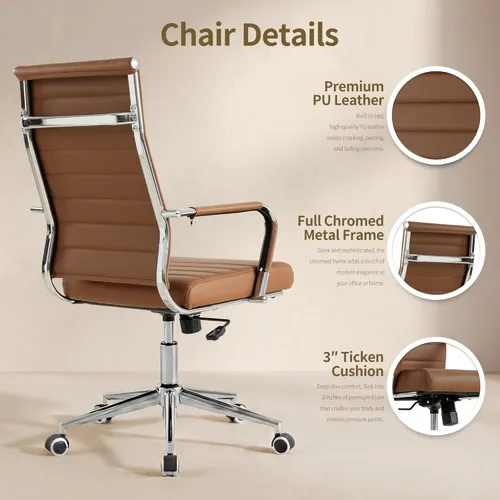 Miniatura 6 de Silla de escritorio de oficina Okeysen, sillas de cuero modernas y ergonómicas para sala de conferencias, silla giratoria ajustable en altura