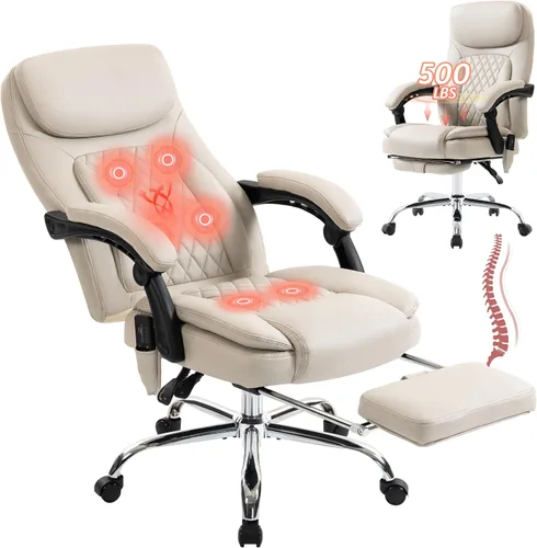 Miniatura 11 de Silla de oficina de masaje de 500 libras, sillas de oficina ejecutiva de 6 puntos de vibración y calor, silla de escritorio cómoda reclinable