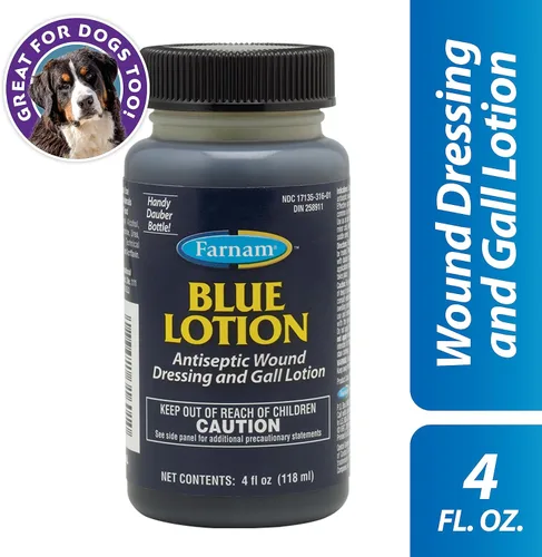 Miniatura 2 de Farnam Blue Lotion - Aderezo antiséptico para heridas y loción para agallas para uso en caballos y perros, azul 4 onzas