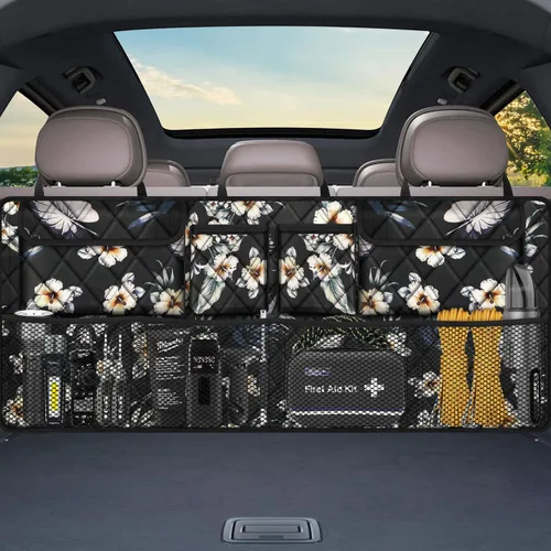 Miniatura 9 de Organizador de maletero Femuar, organizador de cajuela de gran capacidad (106,7*45,7 cm), bolsa de almacenamiento plegable para el coche con 8