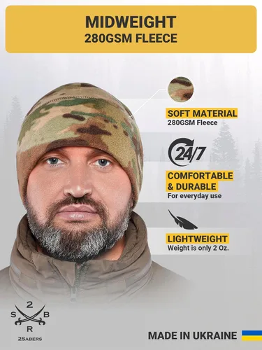 Miniatura 2 de 2SBR 2SABERS Gorro de invierno cálido de forro polar para hombre, gorro táctico militar del ejército