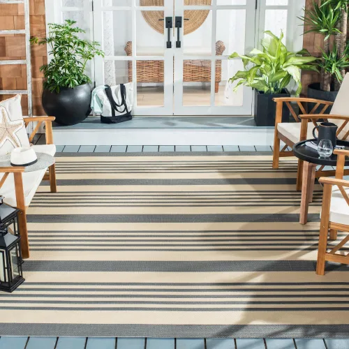 Miniatura 78 de SAFAVIEH Courtyard Collection - Alfombra decorativa, 2.3 x 5 pies, beige y verde oscuro, para interior/exterior, resistente a la intemperie