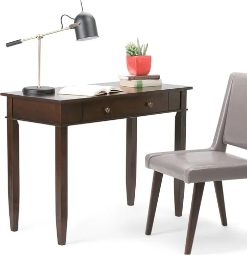Miniatura 3 de SIMPLIHOME Carlton Desk - Escritorio de madera maciza de 42 pulgadas de ancho en marrón moreno, mesa de computadora de oficina en casa de transición