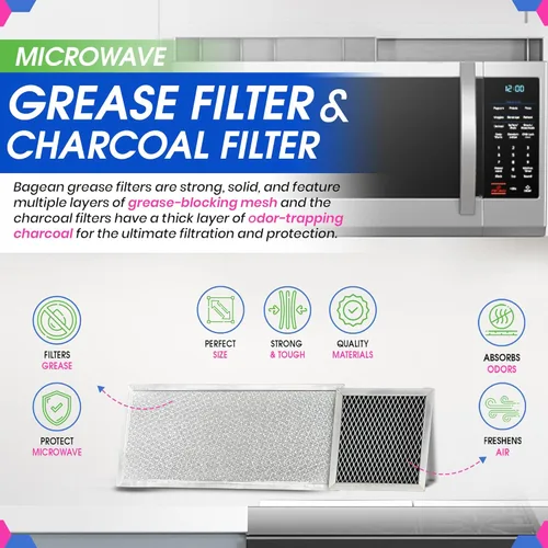 Miniatura 2 de Combo de Reemplazo de Filtro de Ventilación de Microondas de Grasa y Carbón Bagean W10208631A y 8206230A para Microondas Whirlpool - Malla