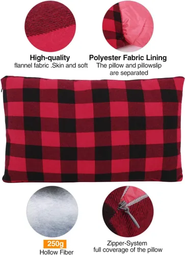 Miniatura 2 de REDCAMP - Almohada para acampar pequeña ligera y compresible, 1 piezas/2 piezas de almohada de viaje de franela con funda removible
