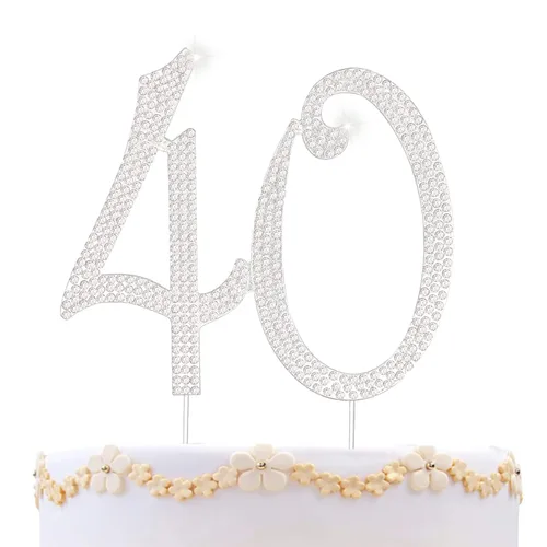 Miniatura 16 de Decoraciones de 60 cumpleaños para mujer, decoración para pastel de 60 años, decoración de pastel de 60 cumpleaños con diamantes de imitación 60