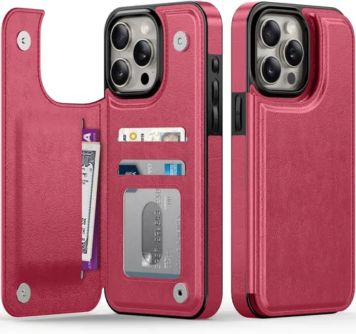 Miniatura 48 de FUNMIKO Funda tipo cartera para iPhone 13 con tarjetero, bloqueo RFID, protección de grado militar y obras de arte impresas con rayos UV, cierre