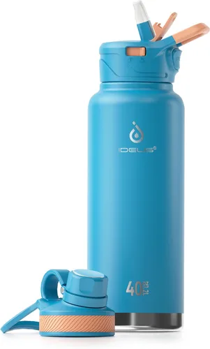 Miniatura 66 de IDEUS Botella de agua aislada de 12 onzas, botella de agua aislada de acero inoxidable para la escuela, botellas aisladas con pajitas a prueba