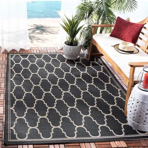 Miniatura 11 de SAFAVIEH Courtyard Collection - Alfombra decorativa de 4 x 5 pies 7 pulgadas, amarillo y beige, no desprende pelusa y de fácil cuidado