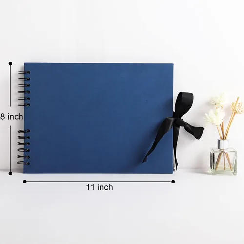 Miniatura 4 de Vienrose Álbum de recortes de 80 páginas, álbum de fotos DIY con accesorios, libro de recuerdos de papel kraft azul marino para bodas, cumpleaños