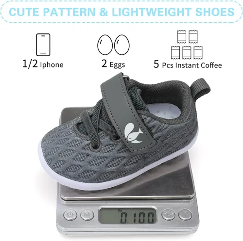 Miniatura 5 de FEETCITY Zapatillas de bebé para niños y niñas, zapatos para primeros pasos, zapatos de cuna para recién nacidos, zapatos sin cordones para niños