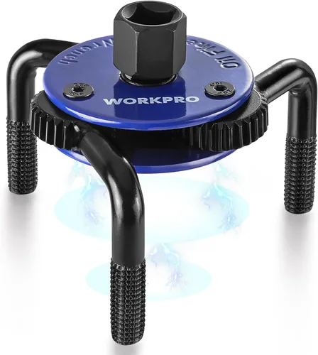WORKPRO Llave de filtro de aceite magnética ajustable, herramienta de extracción universal de 3 mandíbulas 3"–5" (76–130mm), diseño de bloqueo
