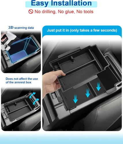 Miniatura 7 de Organizador de Consola Central de 2 Capas para Crosstrek 2024 2025 2026, Bandeja de ABS Duradera para Subaru Crosstrek Negro (A) 2 capas