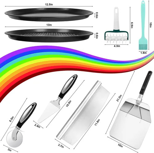 Miniatura 2 de Kit para hacer pizza, juego de sartén para pizza con cáscara de pizza de 12 pulgadas, sartén para pizza de 12 pulgadas, cortador de pizza de 11