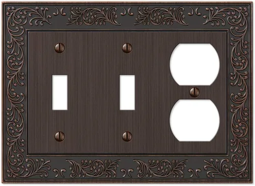 Miniatura 11 de Amerelle 43RRAN English Garden Placa de Pared, 2 Rocker, Metal Fundido, Níquel Antiguo, Paquete de 1