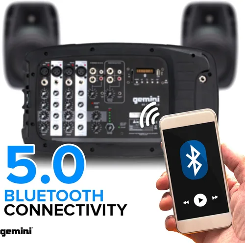 Miniatura 7 de Gemini ES-210MXBLU con bluetooth, sistema PA portable con mezclador de alimentación desmontable.