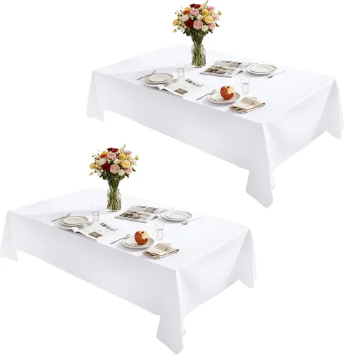 Miniatura 5 de Mantel rectangular de 60 x 84 pulgadas, 4, 5, 6 pies, paquete de 2 manteles reutilizables y lavables, de poliéster, color negro