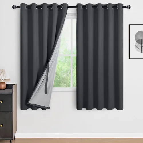 Miniatura 53 de DWCN Cortinas 100% opacas de 84 pulgadas de largo para dormitorio con forro negro, paneles de cortina de ventana de doble capa con aislamiento Azul