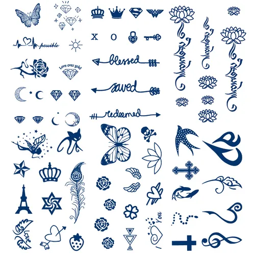 Miniatura 3 de Tatuajes temporales semipermanentes de palabras en inglés, 6 hojas, 2 semanas de duración, impermeables, tatuajes de palabras en inglés, 100% tinta