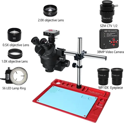 Miniatura 2 de Kit de accesorios para microscopio 38MP H_DMI USB Microscopio Digital Cámara 3.5X-90X Simul-Focal Trinocular Estéreo Microscopio Zoom Microscopio