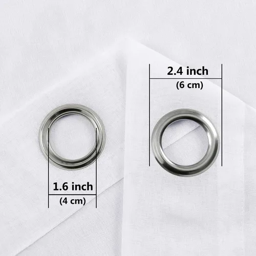 Miniatura 4 de DWCN - Cortinas de gasa transparente, estilo lino, con ojales, diseño de lino, para sala de estar, juego de 2 paneles Blanco