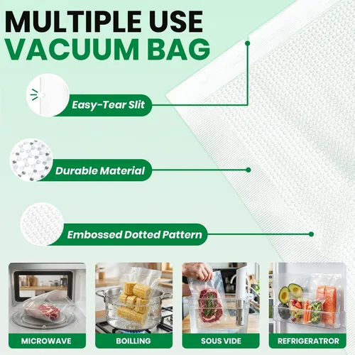 Miniatura 3 de FUNFERY Bolsas selladoras al vacío para alimentos, galones precortados de 11 x 16 pulgadas, cuarto de galón de 8 x 12 pulgadas, pinta de 6 x 10