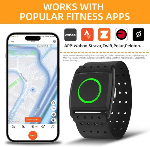 Miniatura 5 de EZON C022Pro - Brazalete con monitor de frecuencia cardíaca con ANT+ y Bluetooth, luces indicadoras LED de zona HR, impermeable 3ATM, correa