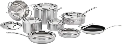 Cuisinart Juego de utensilios de cocina de 13 piezas, multiclad Pro triple capa, plateado, MCP-13N