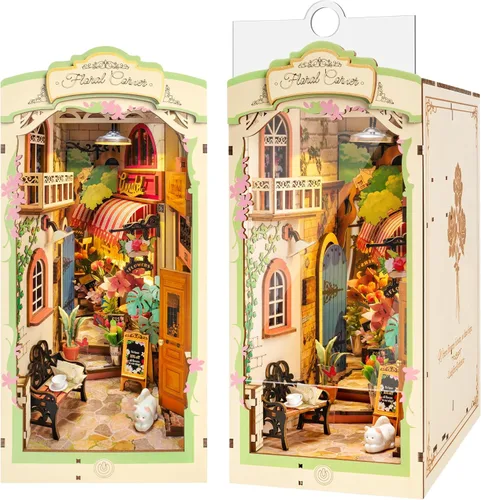 Rincón de Libros DIY Esquina Floral, Kits de Rompecabezas 3D Rincón de Libros para Adultos, Rincones de Libros Decorativos para Estantería Escenas