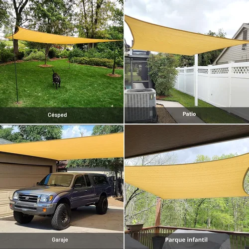 Miniatura 8 de SUNLAX Vela de Sombra Solar 8' x 10' Arena Rectángulo Toldo Vela Sombra Cubierta Bloqueo UV Permeable Parasol Exterior para Patio Patio Trasero