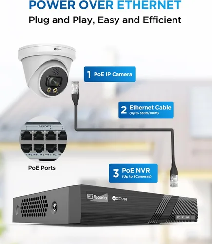 Miniatura 3 de Sistema de cámara de seguridad 4COVR PoE, audio bidireccional y luces duales con visión nocturna inteligente a color, detección de personas