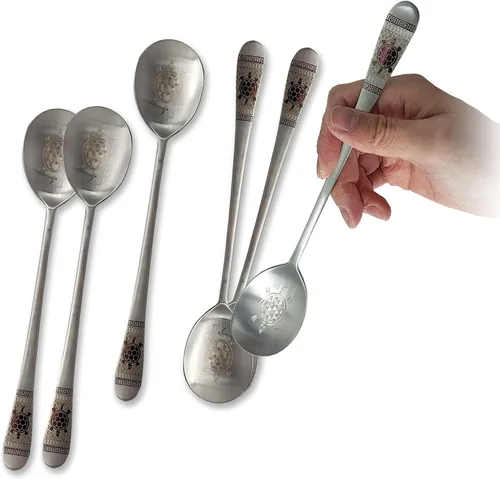 Miniatura 11 de [6 P] [Hecho en Corea] Cuchara de sopa estilo coreano de 8.5 pulgadas Premium 304 (18/10) Cucharas de postre de acero inoxidable Cuchara de cena