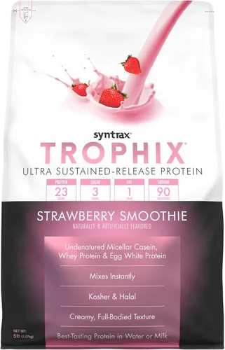 Miniatura 11 de Syntrax Nutrition Trophix, Mezcla de polvo de proteína de liberación ultra sostenida, pudín de plátano 2 libras.