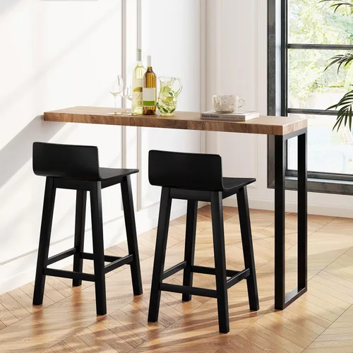 Miniatura 4 de Giantex Juego de 2 taburetes de bar de 24.5 pulgadas, taburetes de bar de altura de mostrador con respaldo bajo y reposapiés, sillas de comedor