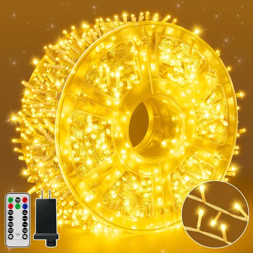 Miniatura 14 de Guhope - Luces de Navidad 600LED 98 pies, luces de cadena impermeables para exteriores con control remoto y temporizador, 8 modos de luces de hadas