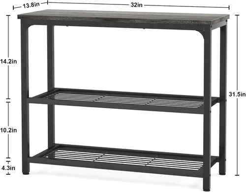 Miniatura 3 de Ecoprsio Mesa consola pequeña, mesa de sofá con estantes dobles de malla, moderna mesa de entrada para entrada, pasillo, vestíbulo, pasillo Gris
